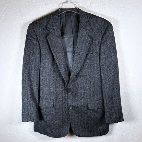 Austin Reed 42R Gray Herringbone Tweed USA Made 100% Wool Blazer Sport Coat - Picture 1 of 13